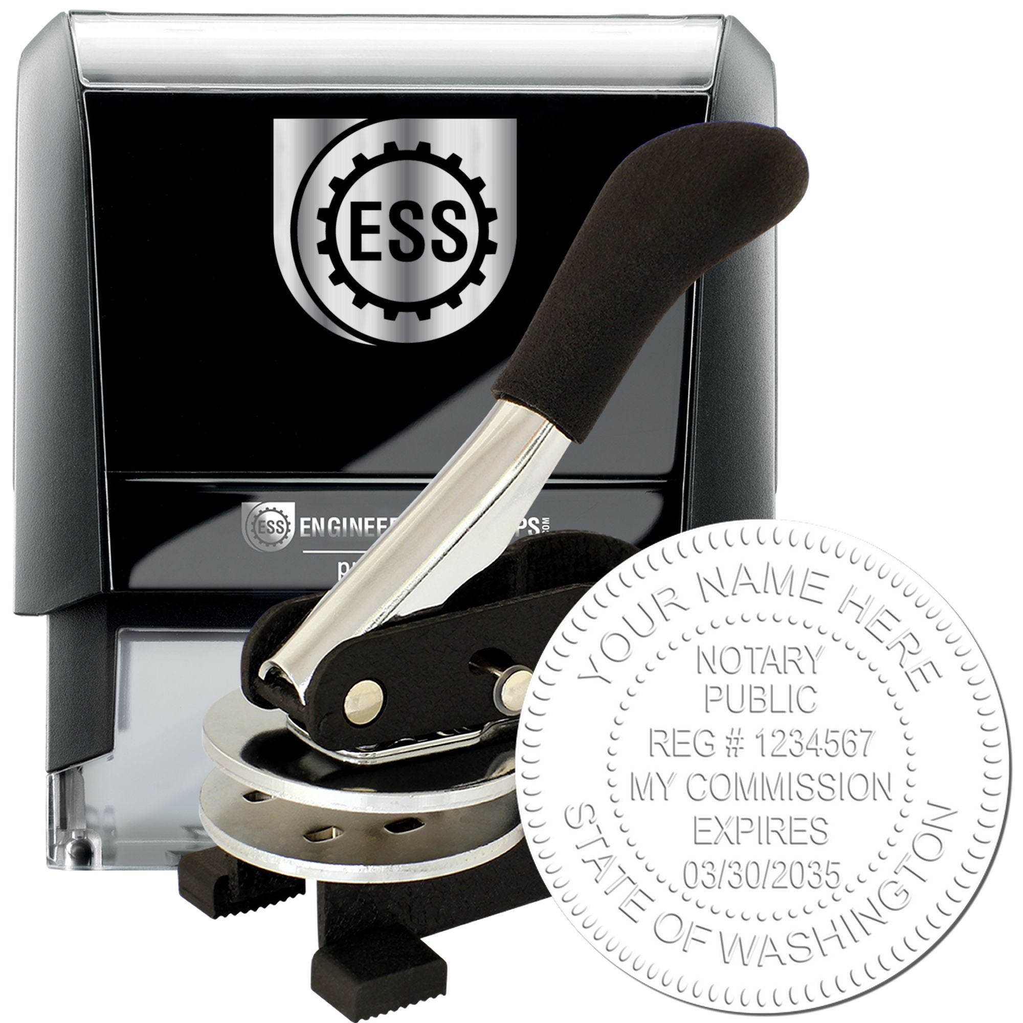 Washington Notary Desk Seal with Rectangular Self Inking Notary Stamp Bundle