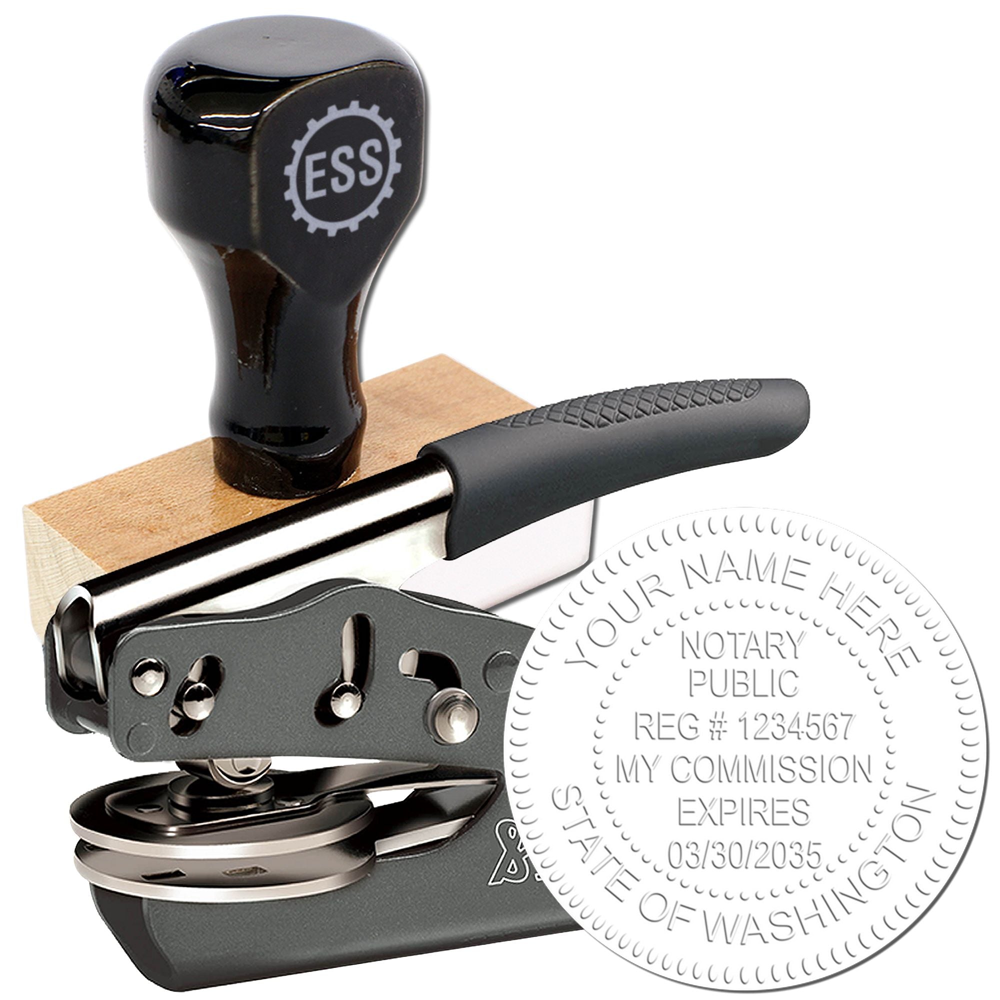 Washington Notary Stamp and Washington Notary Seal Bundle Kit with Soft Seal and Rectangular Wood Stamp
