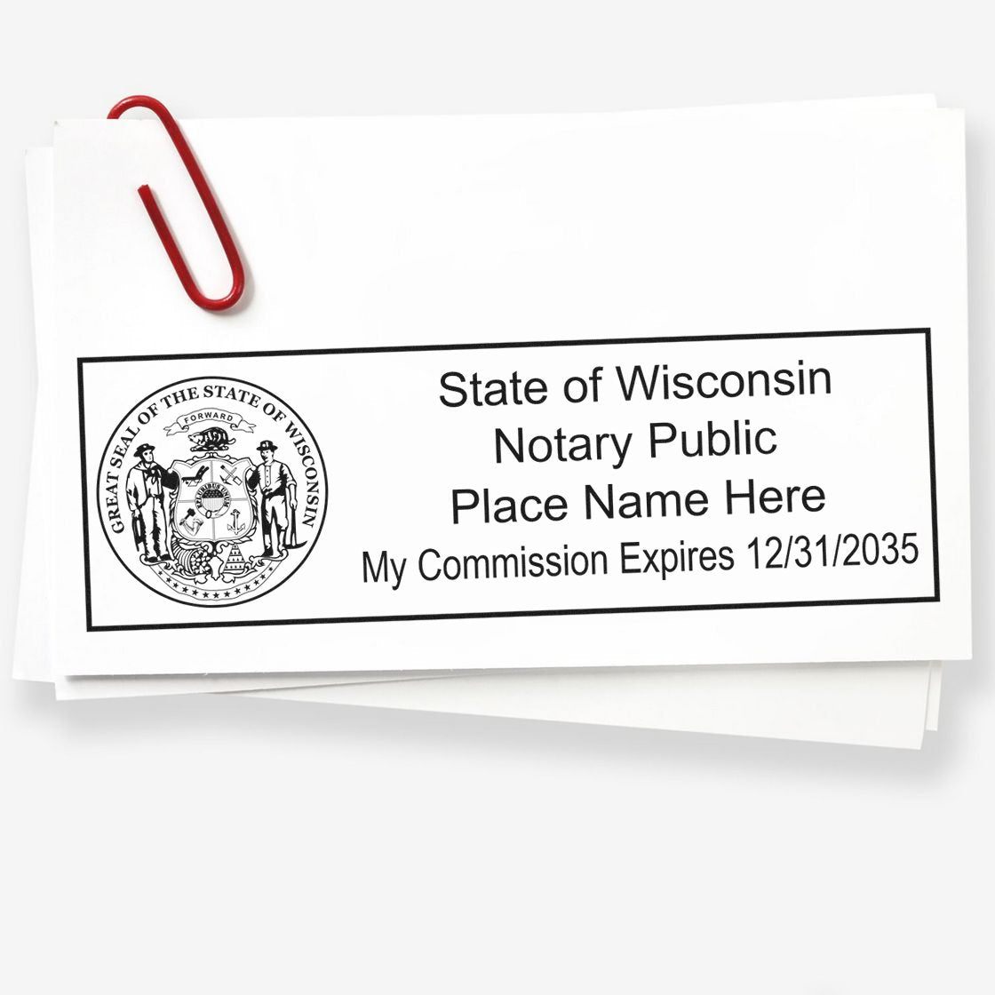 Rectangular Self Inking Wisconsin Notary Stamp and Hybrid Seal Embosser Kit