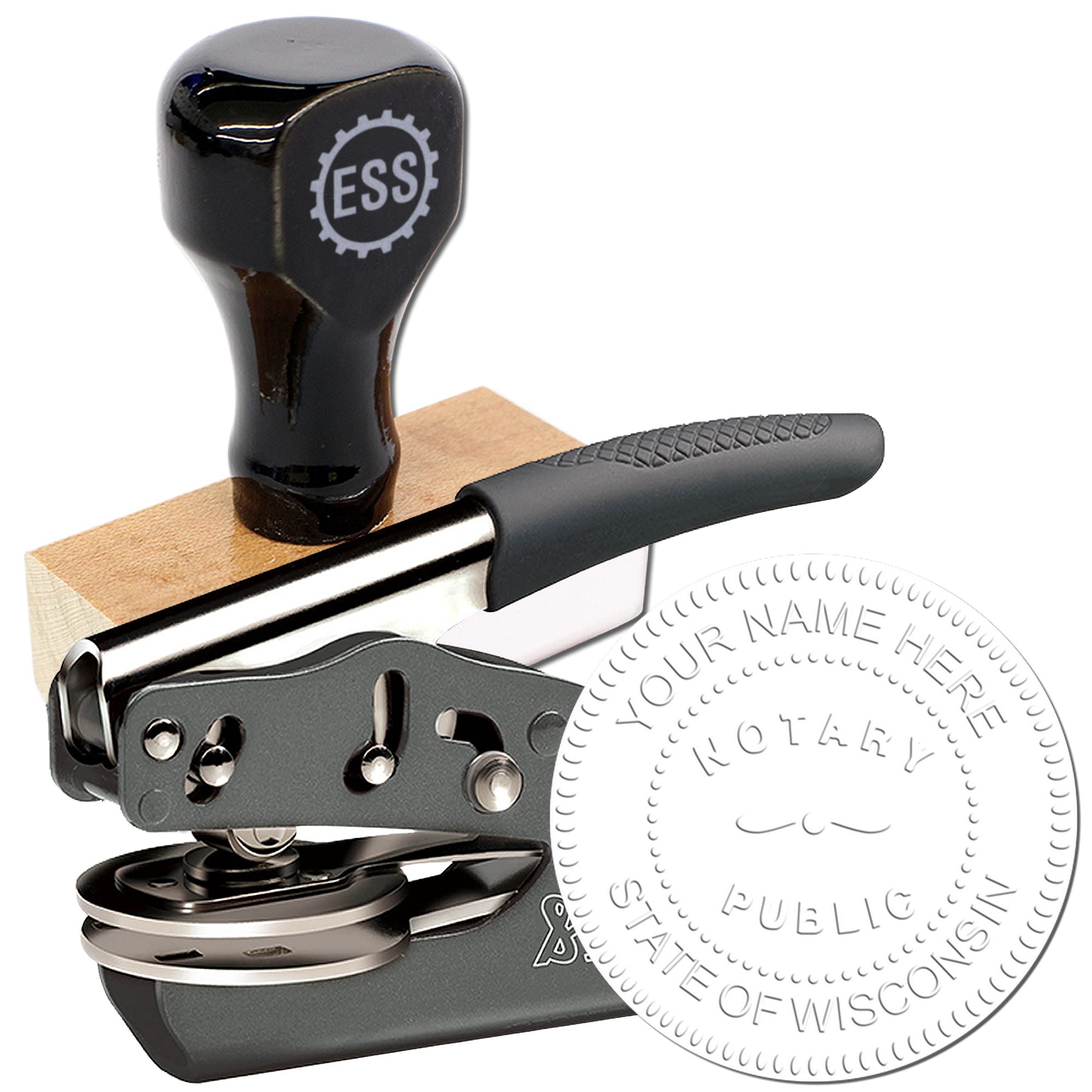 Wisconsin Notary Stamp and Wisconsin Notary Seal Bundle Kit with Soft Seal and Rectangular Wood Stamp