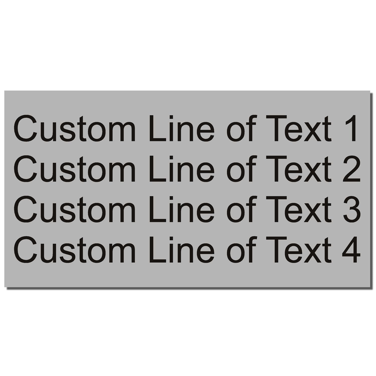 Image of a 4 Line Custom Rubber Stamp with Wood Handle showing an imprint sample with four lines of customizable text.