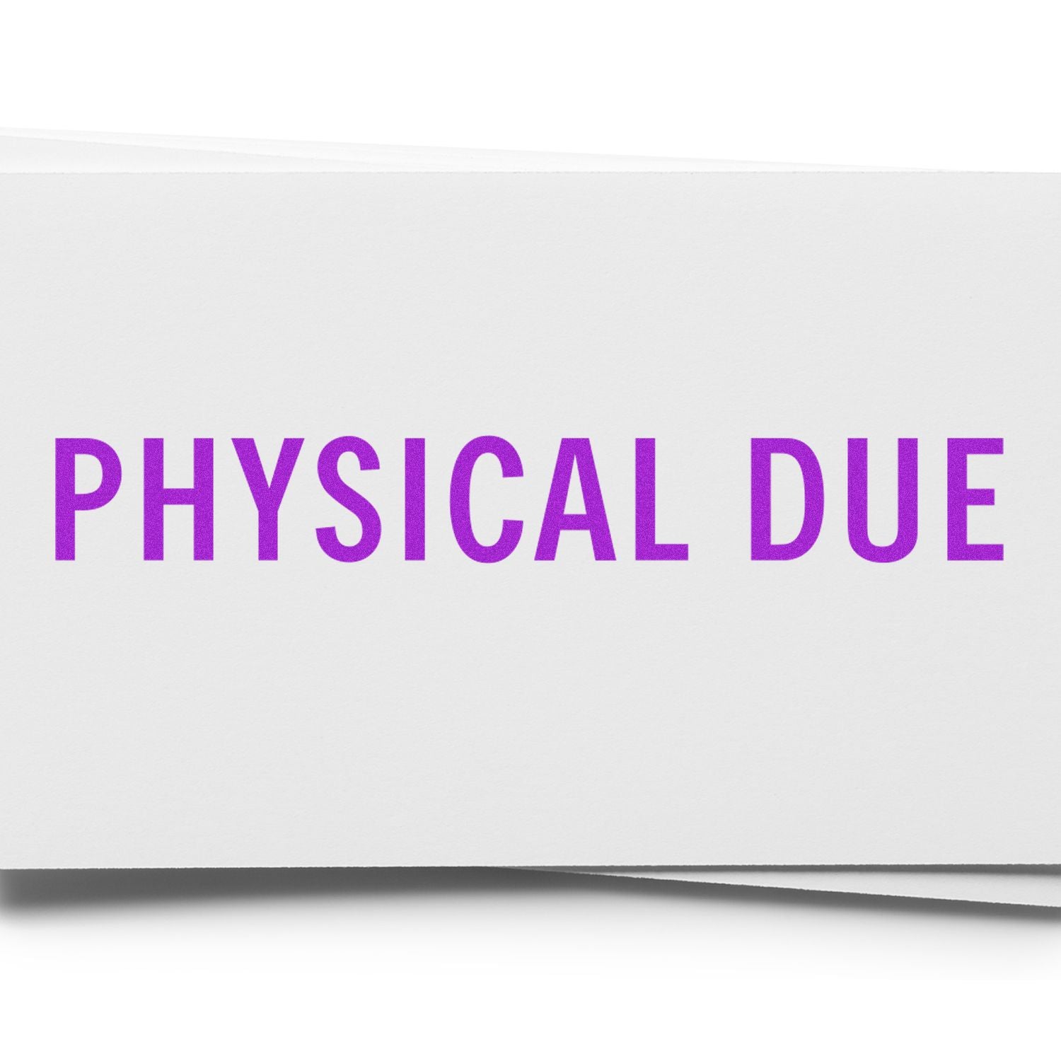 Image of a Large Pre-Inked Physical Due Stamp imprint in bold purple letters on a white background.