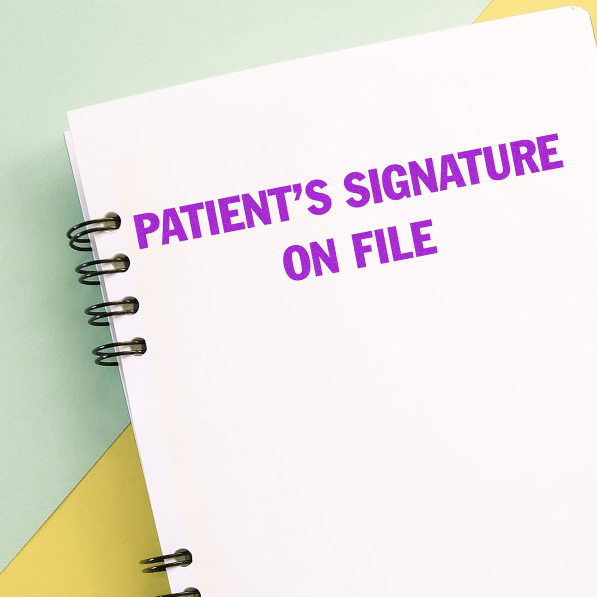 Large Pre-Inked Patient&#39;s Signature on File Stamp In Use