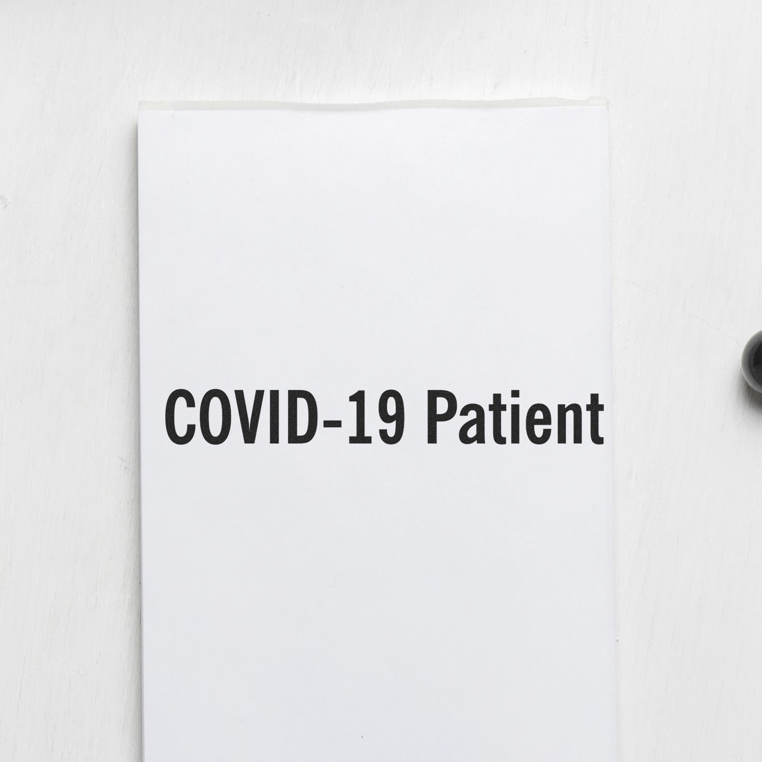 Image of a Large Self Inking Covid-19 Patient Stamp with the text COVID-19 Patient on a white background.