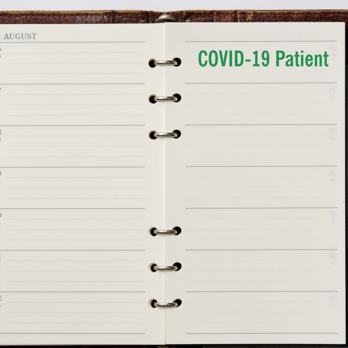Large Self-Inking Covid-19 Patient Stamp In Use