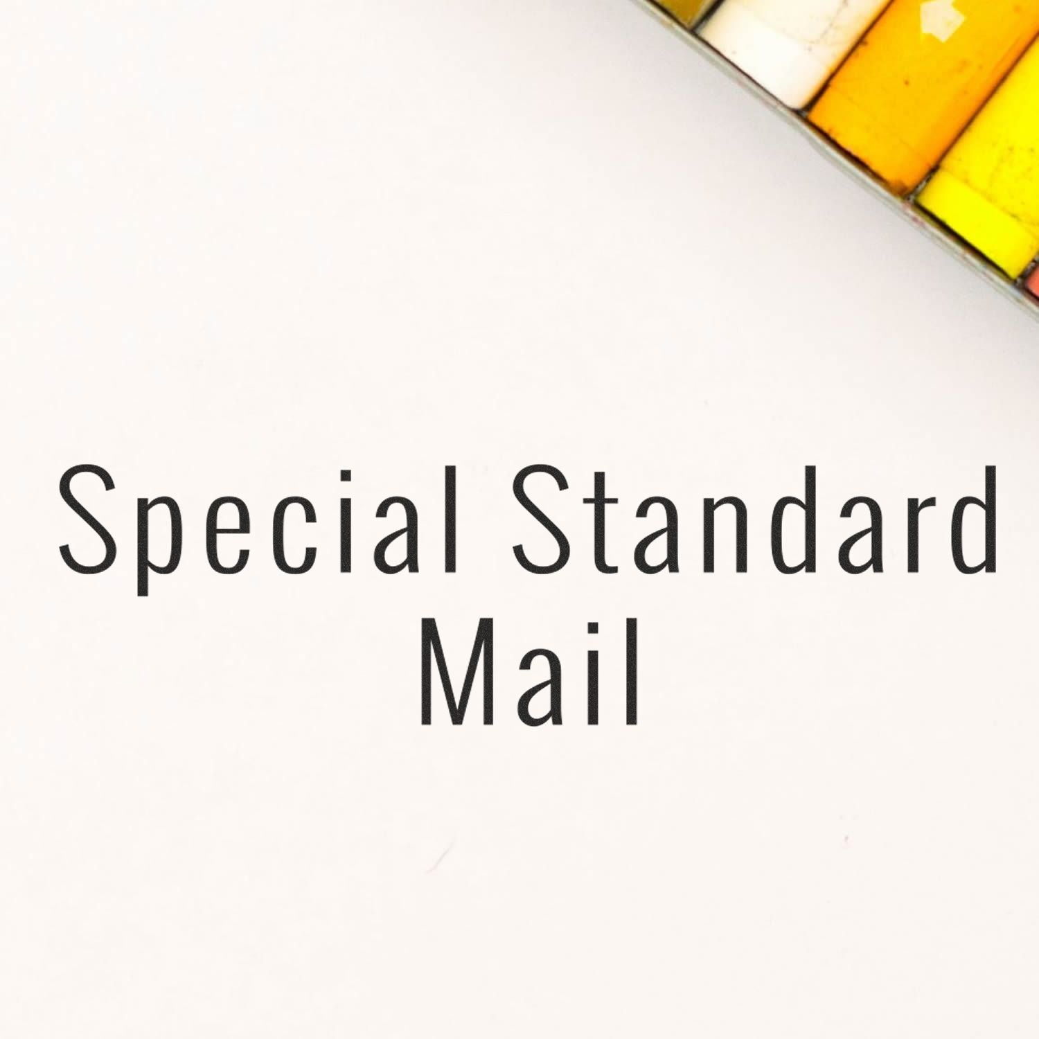 Image of a Large Pre-Inked Special Standard Mail Stamp imprint on white paper, showing clear and bold text Special Standard Mail .