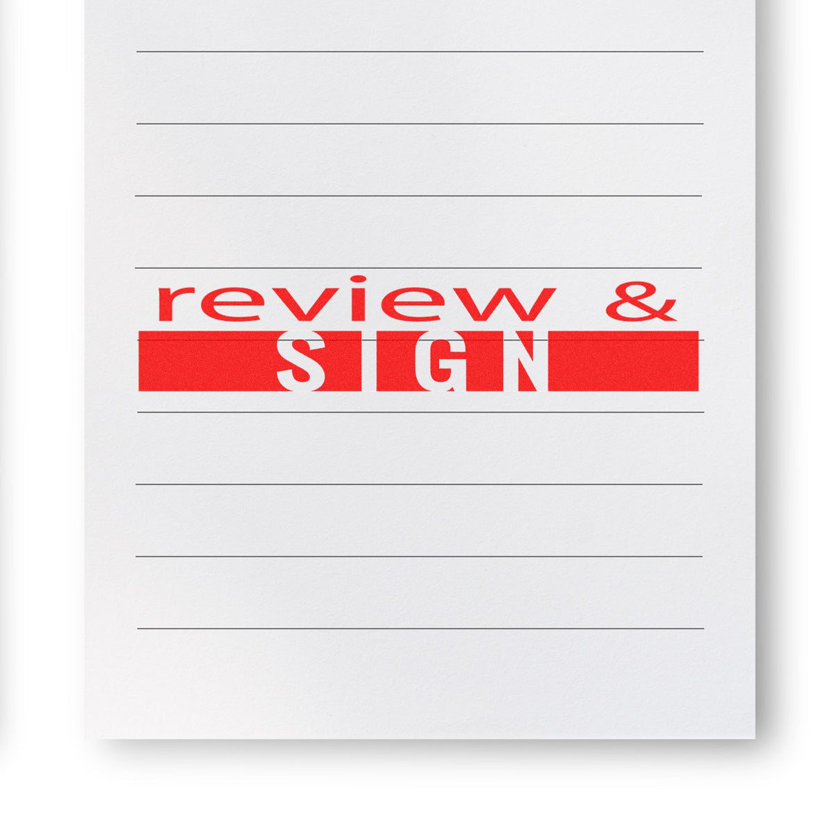 Large Pre-Inked Review and Sign Stamp In Use Photo