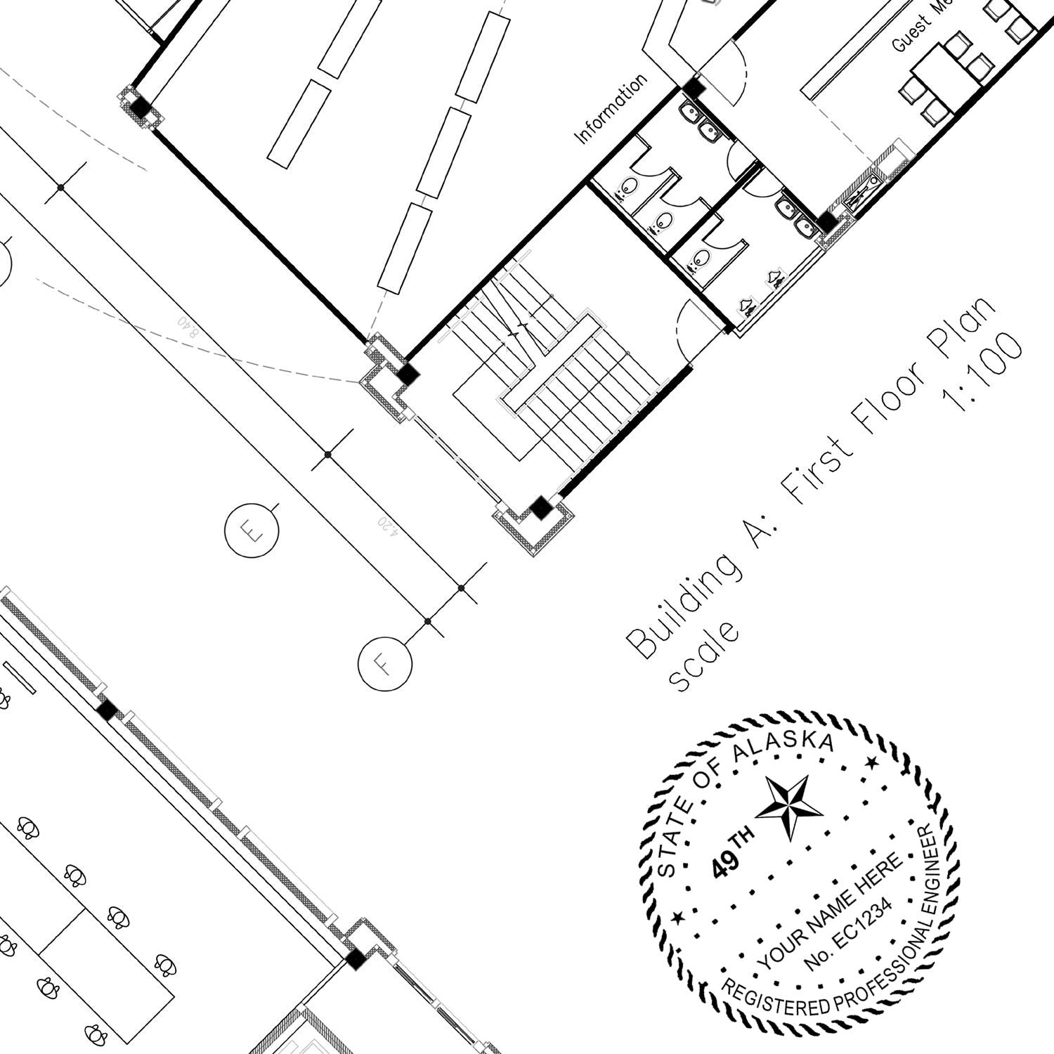 The Premium MaxLight Pre-Inked Alaska Engineering Stamp stamp impression comes to life with a crisp, detailed photo on paper - showcasing true professional quality.