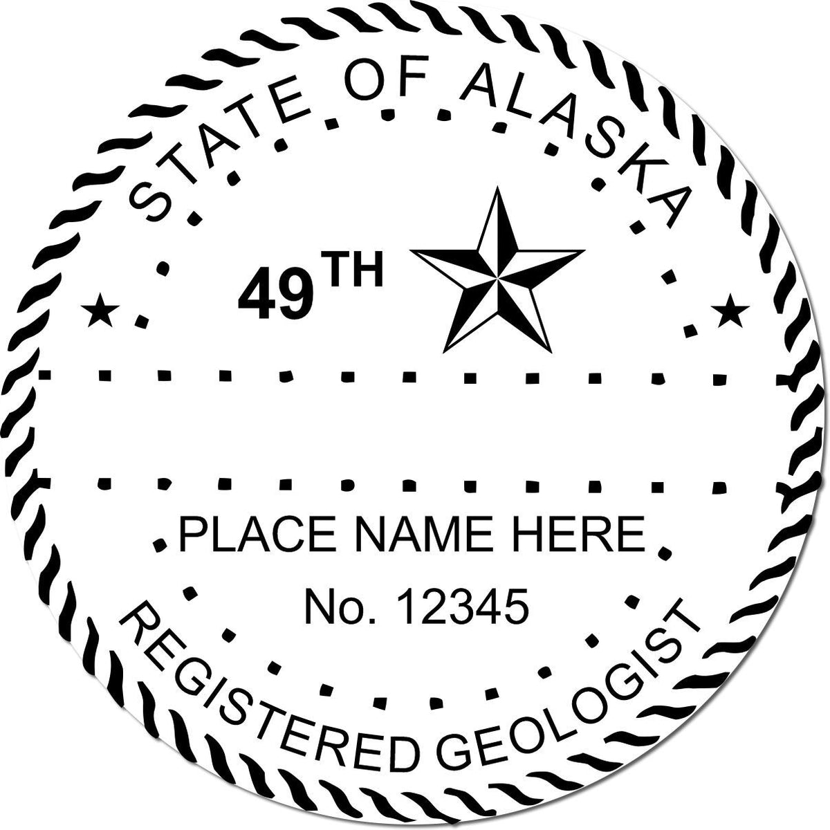 This paper is stamped with a sample imprint of the Slim Pre-Inked Alaska Professional Geologist Seal Stamp, signifying its quality and reliability.