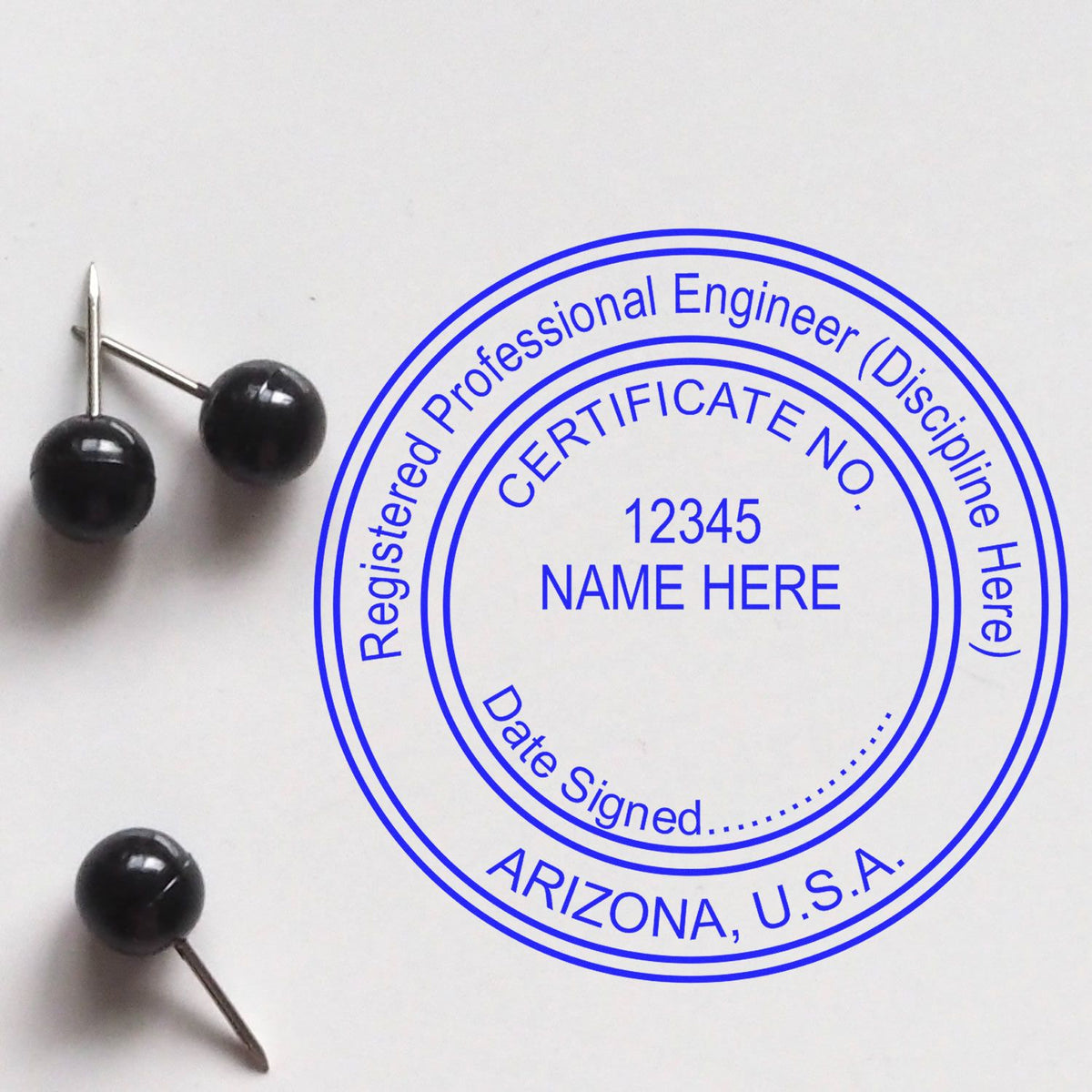 The Digital Arizona PE Stamp and Electronic Seal for Arizona Engineer stamp impression comes to life with a crisp, detailed photo on paper - showcasing true professional quality.