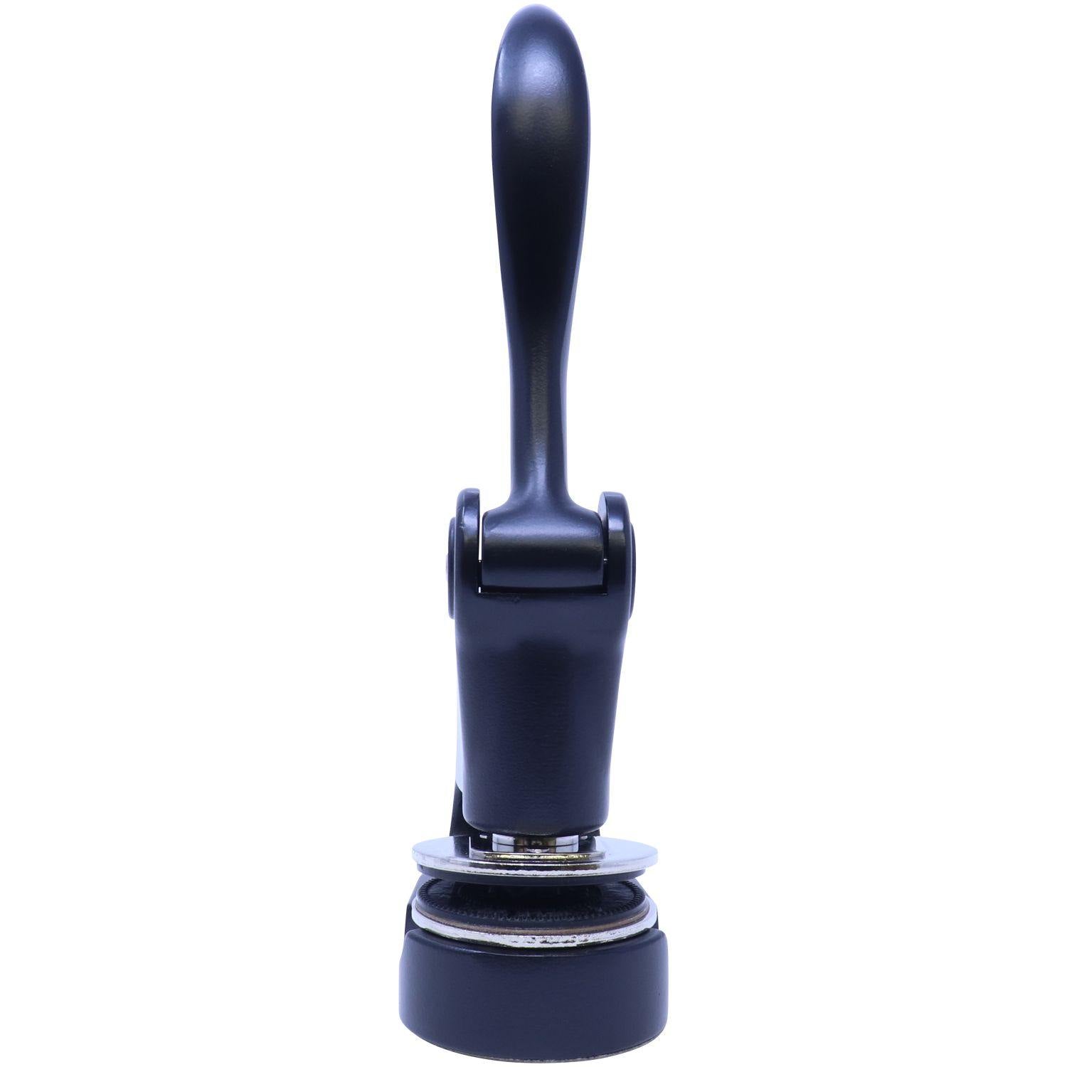 Architect Black Gift Seal Embosser with a sleek, ergonomic handle and a round base, designed for creating crisp, professional imprints. The embosser is shown in a front view against a white background.