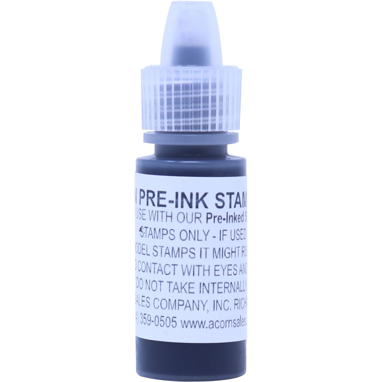 Bottle of 6CC Pre-Inked Slim Maxlight Ink in black, with a clear cap and label detailing usage instructions.