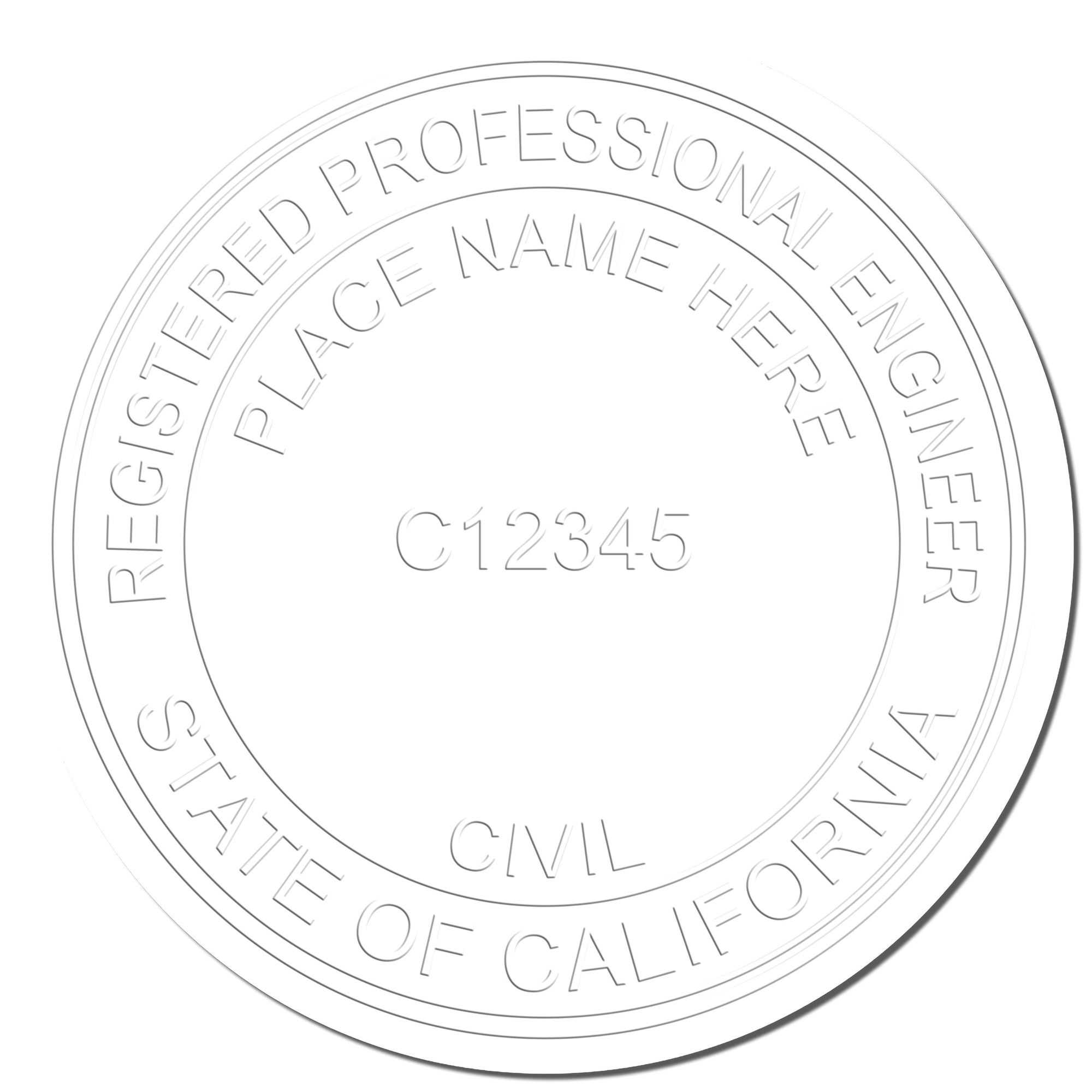The main image for the California Engineer Desk Seal depicting a sample of the imprint and electronic files