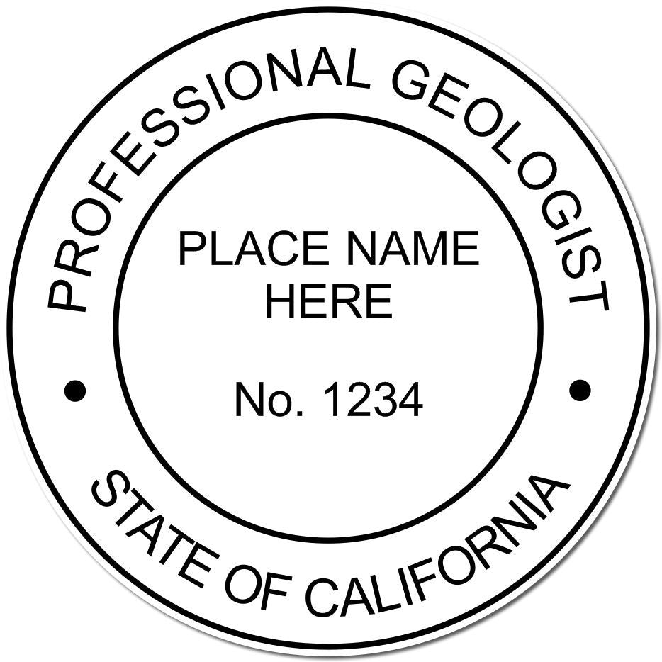 This paper is stamped with a sample imprint of the Slim Pre-Inked California Professional Geologist Seal Stamp, signifying its quality and reliability.