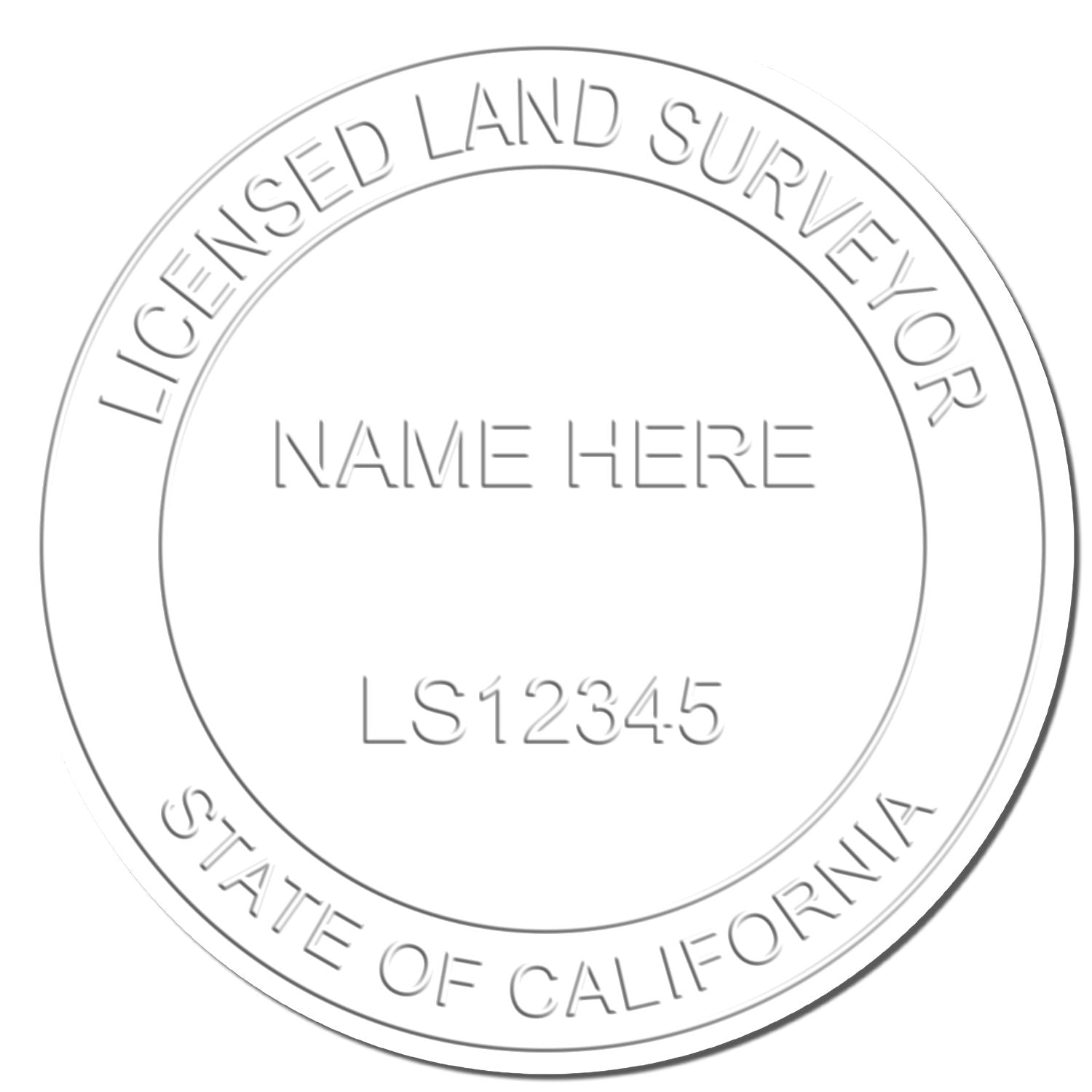 This paper is stamped with a sample imprint of the Hybrid California Land Surveyor Seal, signifying its quality and reliability.