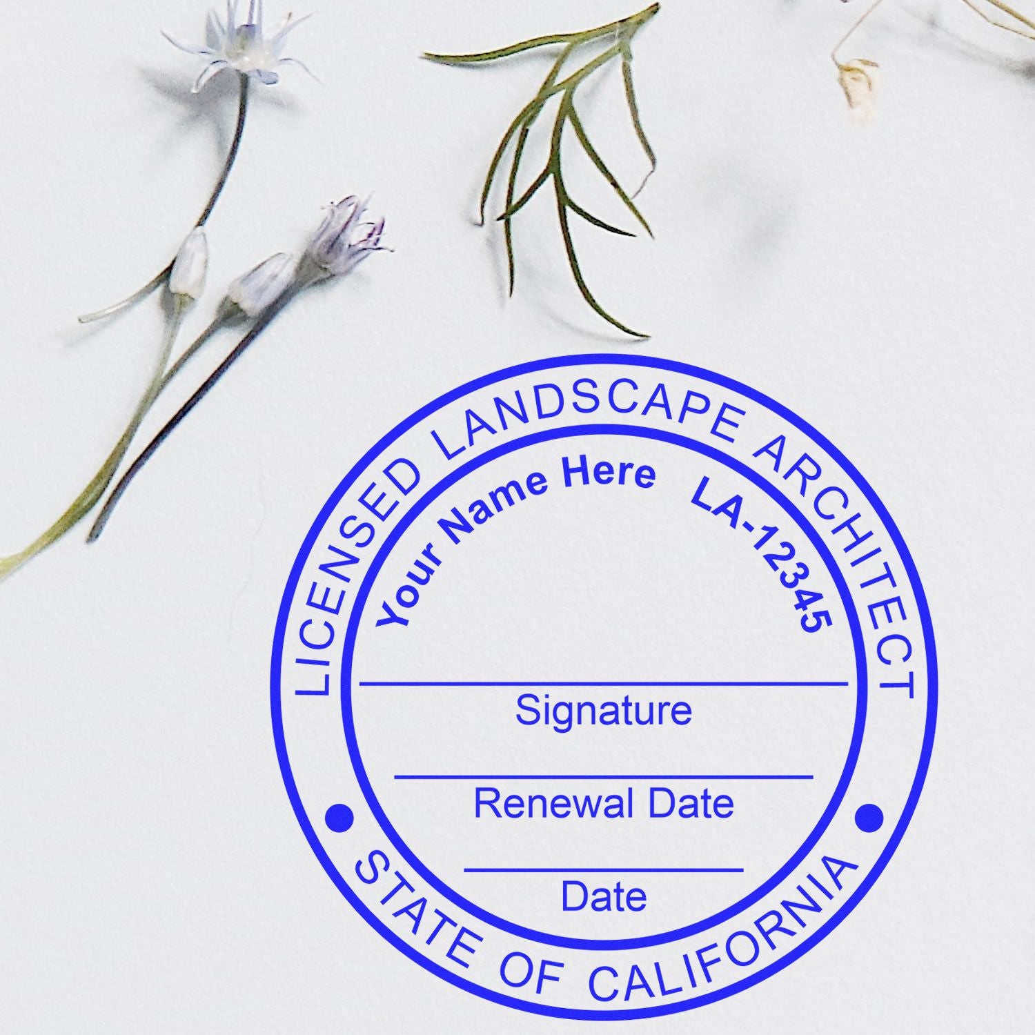 The Digital California Landscape Architect Stamp stamp impression comes to life with a crisp, detailed photo on paper - showcasing true professional quality.