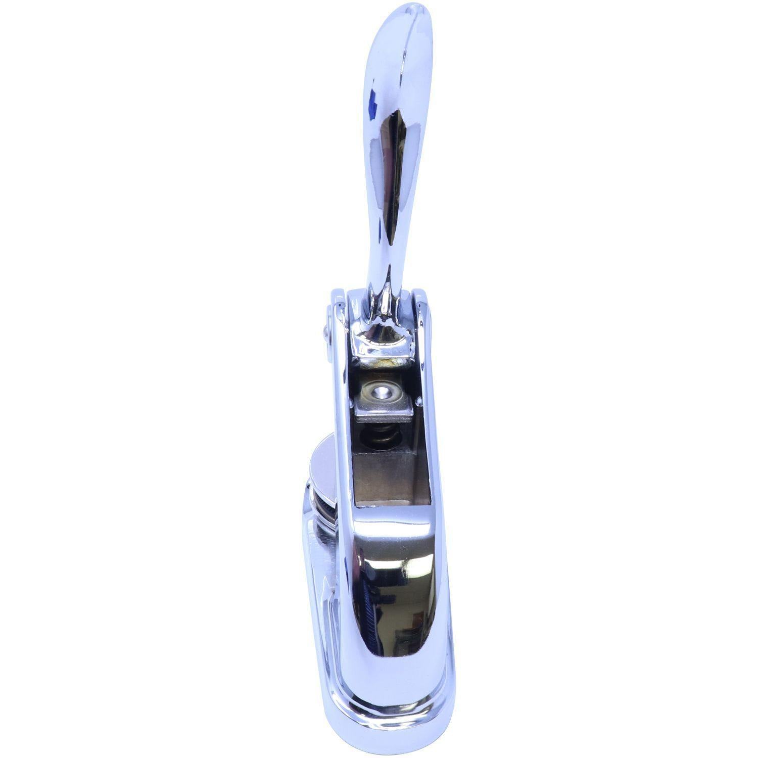 Shiny silver Interior Designer Chrome Gift Seal Embosser with a sleek handle, viewed from the back, showcasing its polished finish.