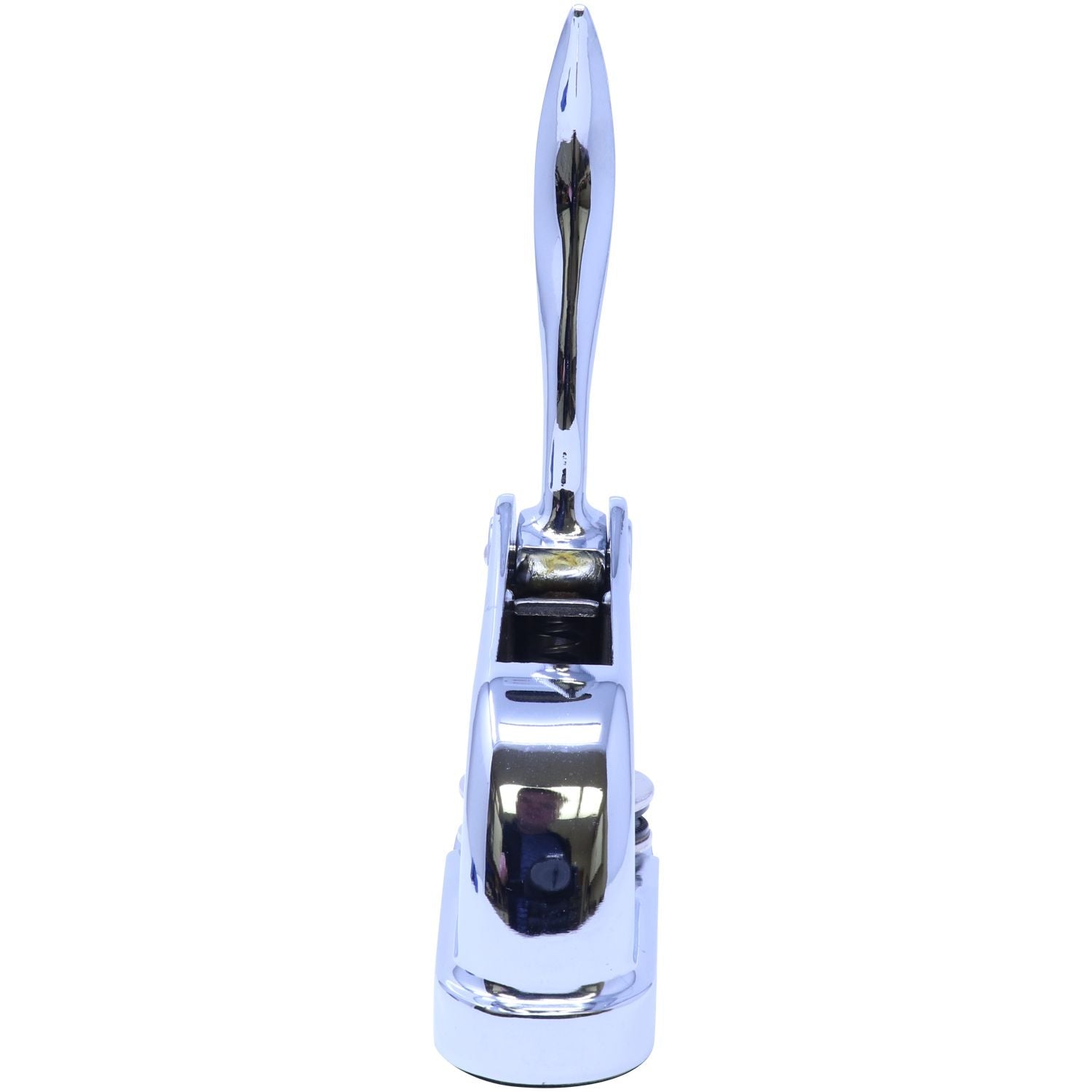 Chrome Gift Notary Seal Embosser with a sleek, polished finish, shown from the backside view, highlighting its elegant design and sturdy build.