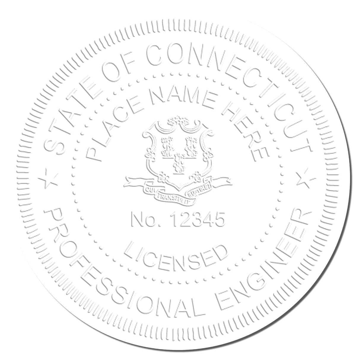 The Soft Connecticut Professional Engineer Seal stamp impression comes to life with a crisp, detailed photo on paper - showcasing true professional quality.