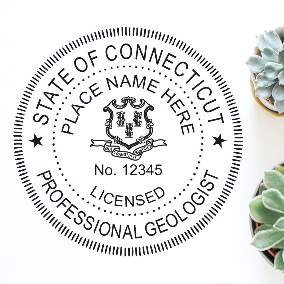 A photograph of the Digital Connecticut Geologist Stamp, Electronic Seal for Connecticut Geologist stamp impression reveals a vivid, professional image of the on paper.