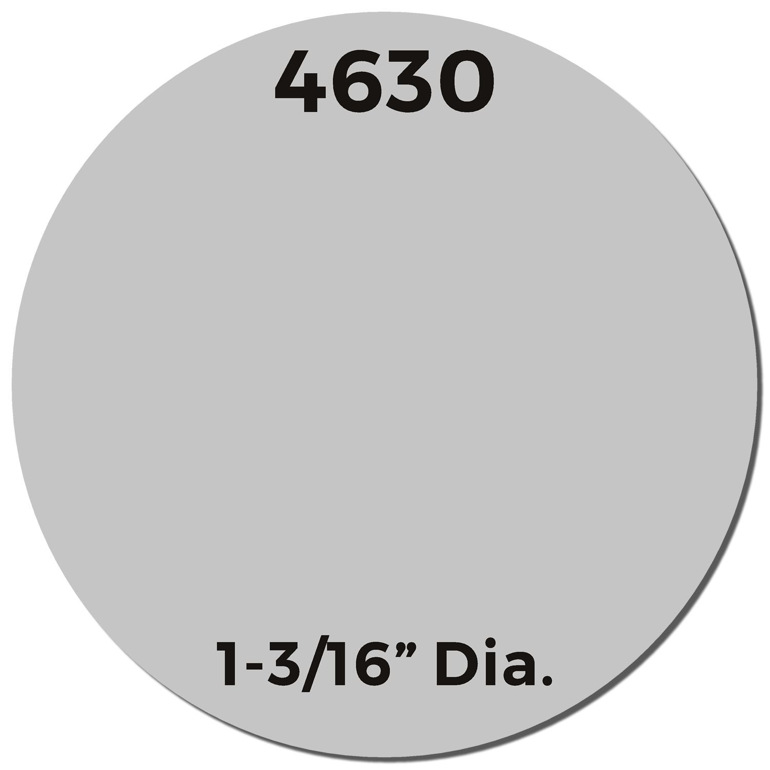 Image of Custom Self Inking Stamp Trodat 4630 with a 1-3/16 diameter, showing a circular imprint area with 4630 at the top.