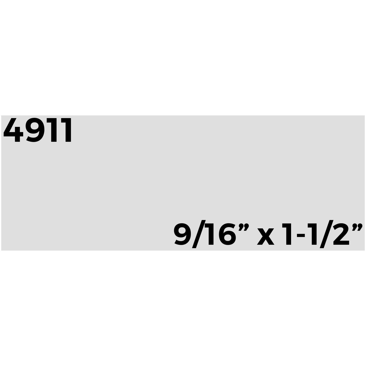 Custom Self Inking Stamp Trodat 4911 imprint sample showing size 9/16 x 1-1/2 inches with black text on a gray background.