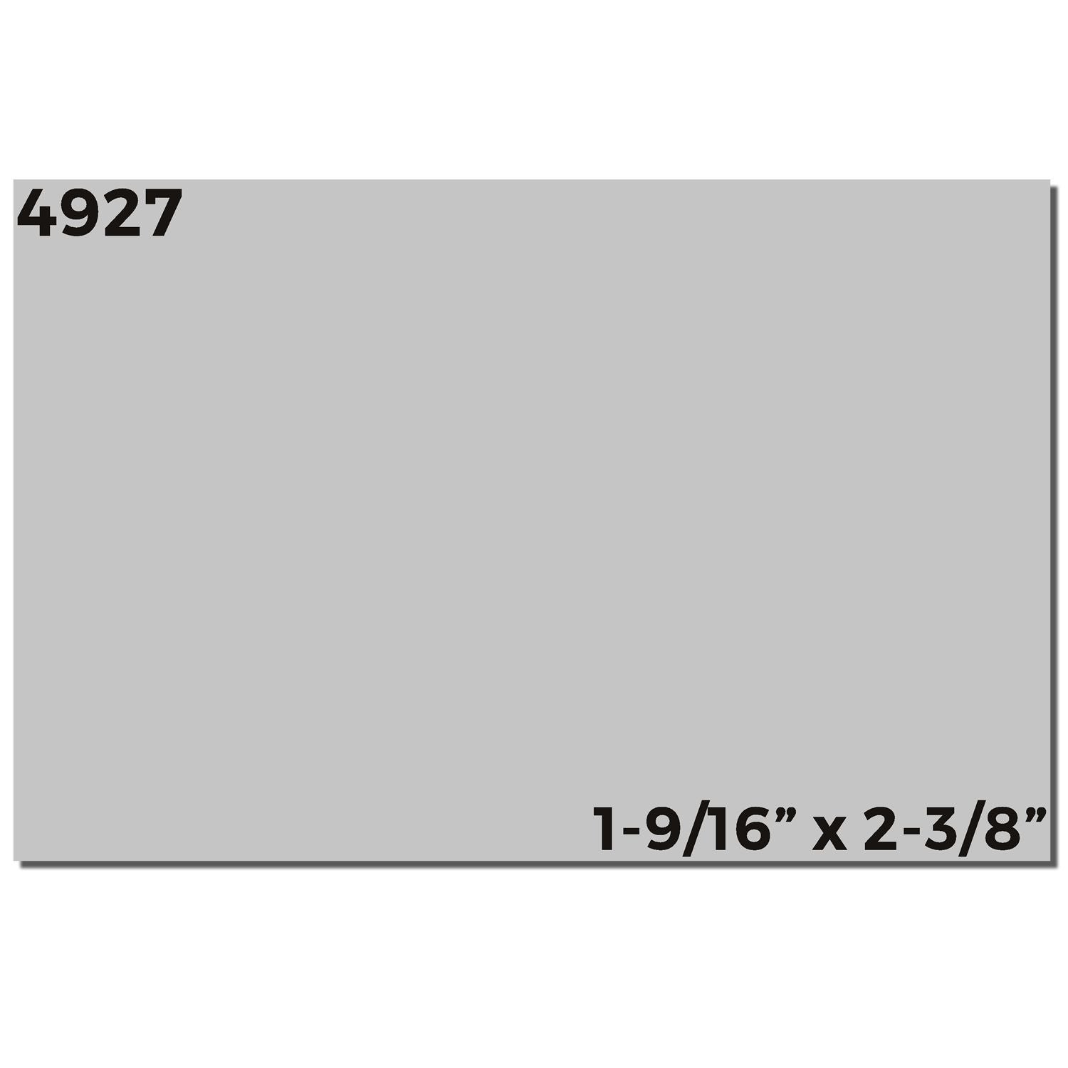 Custom Self Inking Stamp Trodat 4927 Size 1-9/16 x 2-3/8, gray imprint sample with dimensions and model number displayed.