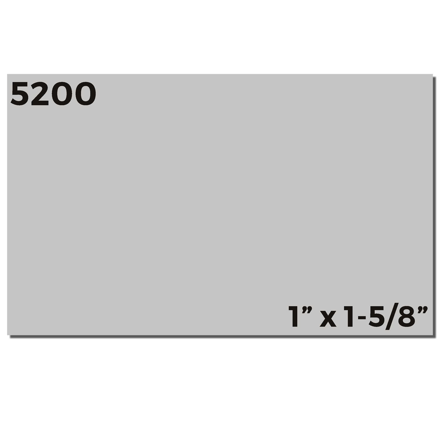 Custom Self Inking Stamp Trodat 5200, size 1 x 1-5/8 inches, with a gray imprint sample displaying 5200 in the top left corner.