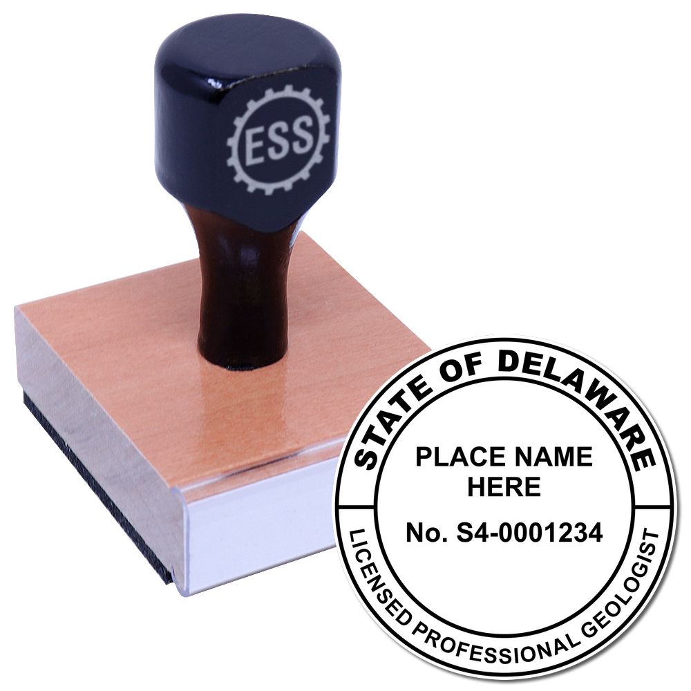 The main image for the Delaware Professional Geologist Seal Stamp depicting a sample of the imprint and imprint sample