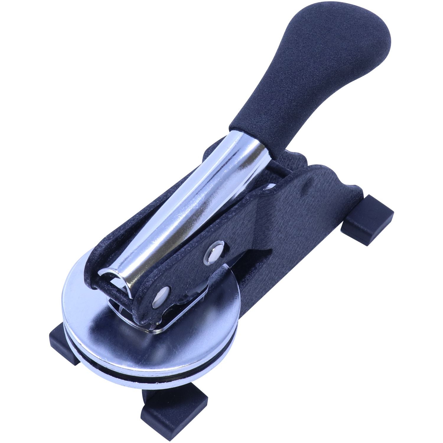 Professional Engineer Desk Seal Embosser with a black handle and metal body, designed for creating embossed imprints. The embosser is shown from an angled front-side view on a white background.