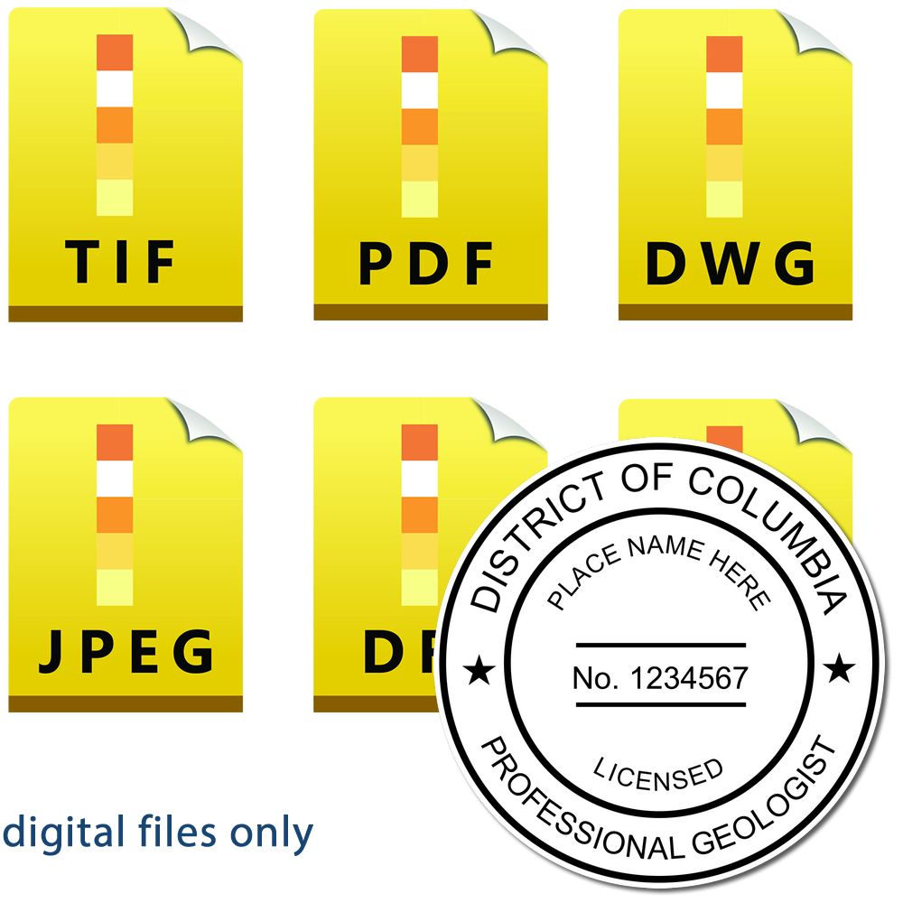 The main image for the Digital District of Columbia Geologist Stamp, Electronic Seal for District of Columbia Geologist depicting a sample of the imprint and imprint sample