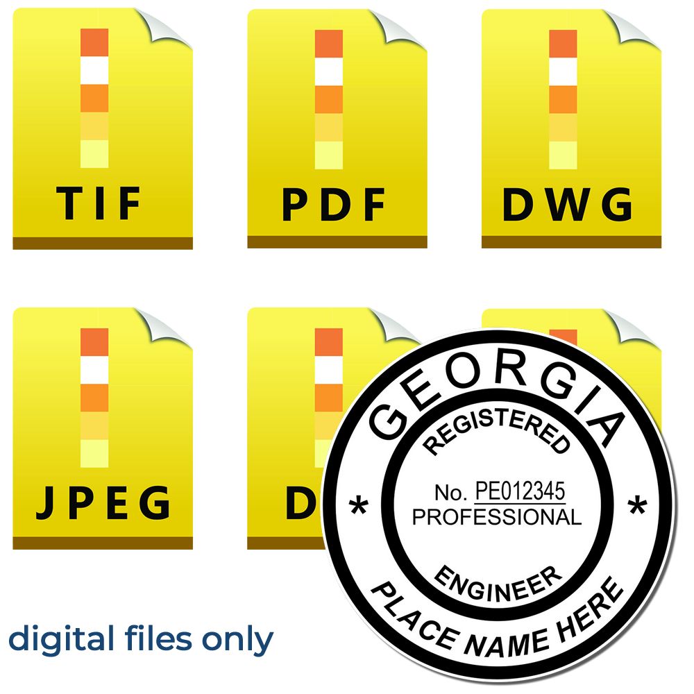 The main image for the Digital Georgia PE Stamp and Electronic Seal for Georgia Engineer depicting a sample of the imprint and electronic files