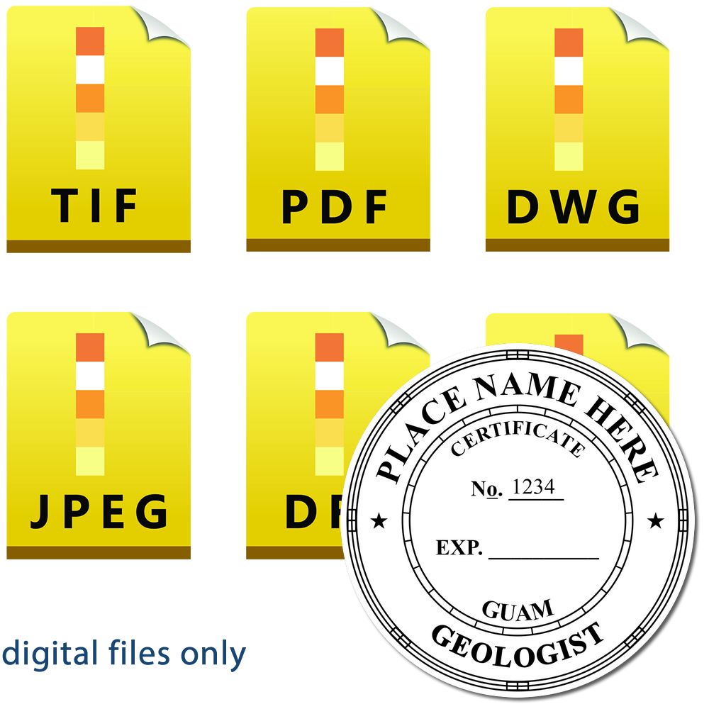 The main image for the Digital Guam Geologist Stamp, Electronic Seal for Guam Geologist depicting a sample of the imprint and imprint sample