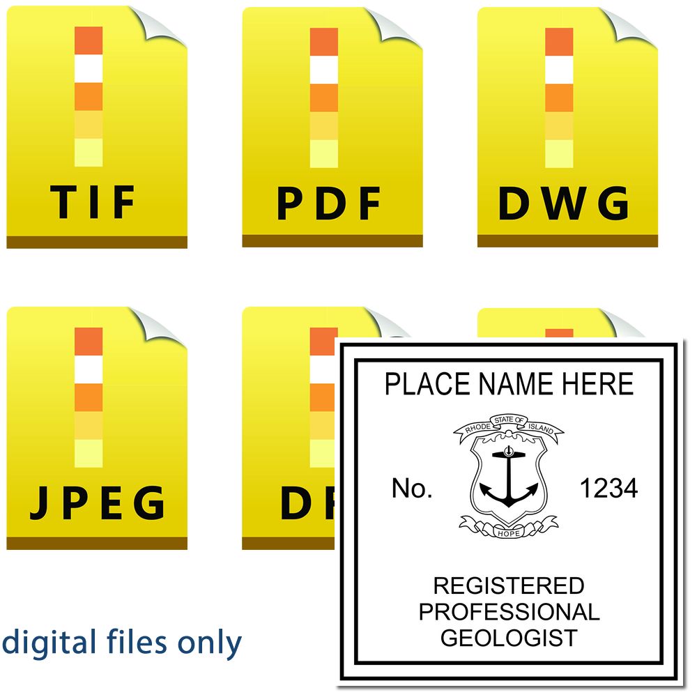 The main image for the Digital Rhode Island Geologist Stamp, Electronic Seal for Rhode Island Geologist depicting a sample of the imprint and imprint sample