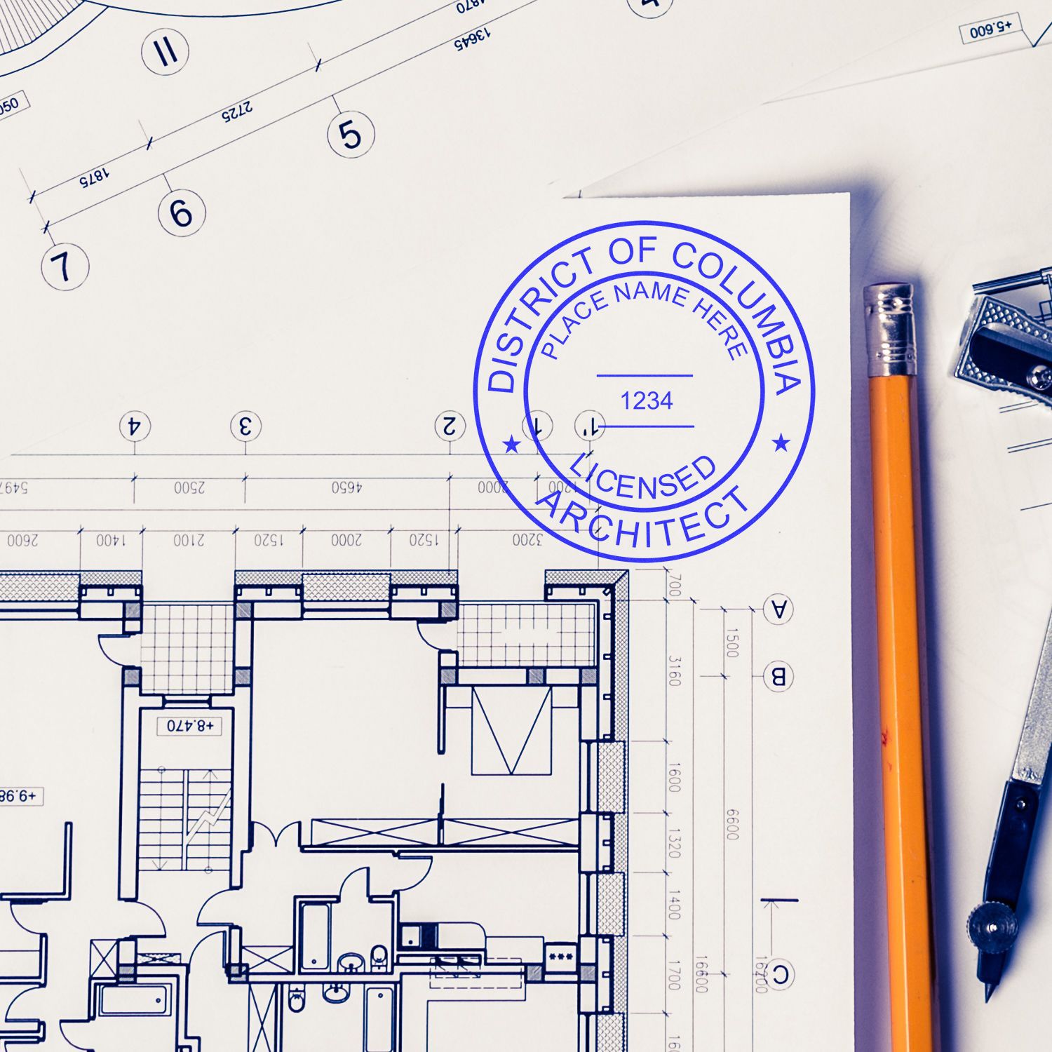 Digital District of Columbia Architect Stamp, Electronic Seal for DC Architect In Use 1