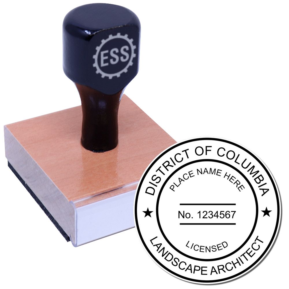 The main image for the District of Columbia Landscape Architectural Seal Stamp depicting a sample of the imprint and electronic files