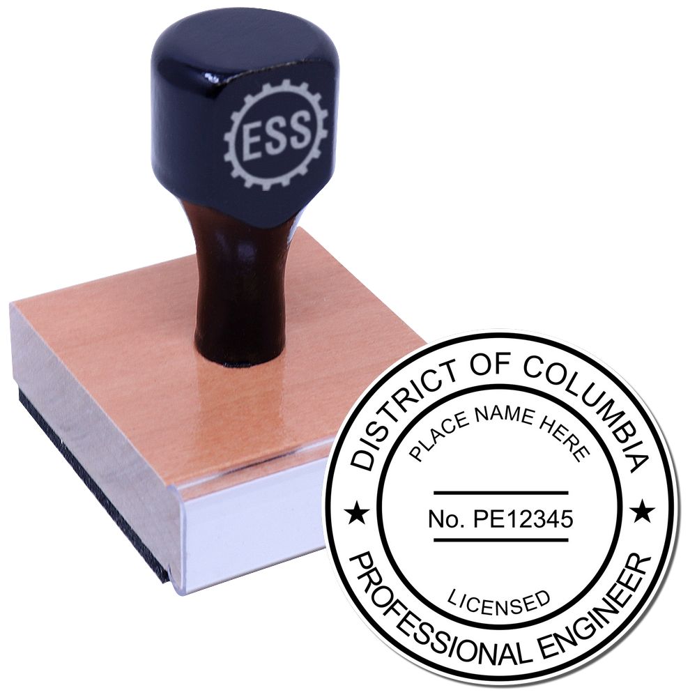The main image for the District of Columbia Professional Engineer Seal Stamp depicting a sample of the imprint and electronic files