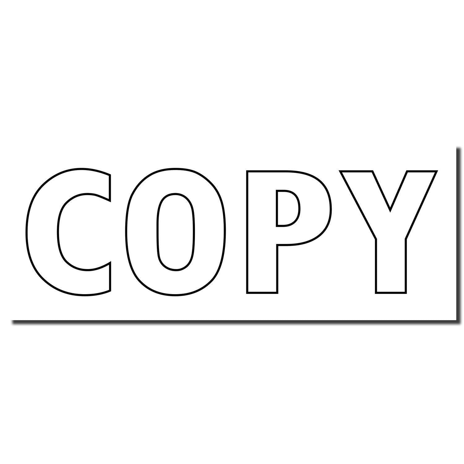 Black Slim Pre-Inked Outline Copy Stamp imprint displaying the word 'COPY' in bold, uppercase letters on a white background.