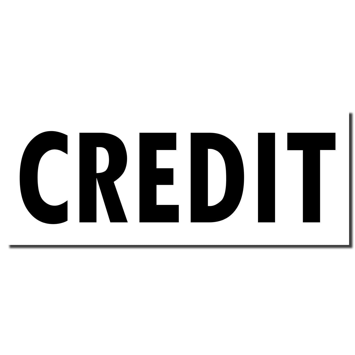 Image of a Self Inking Credit Stamp imprint showing the word 'CREDIT' in bold black letters on a white background.