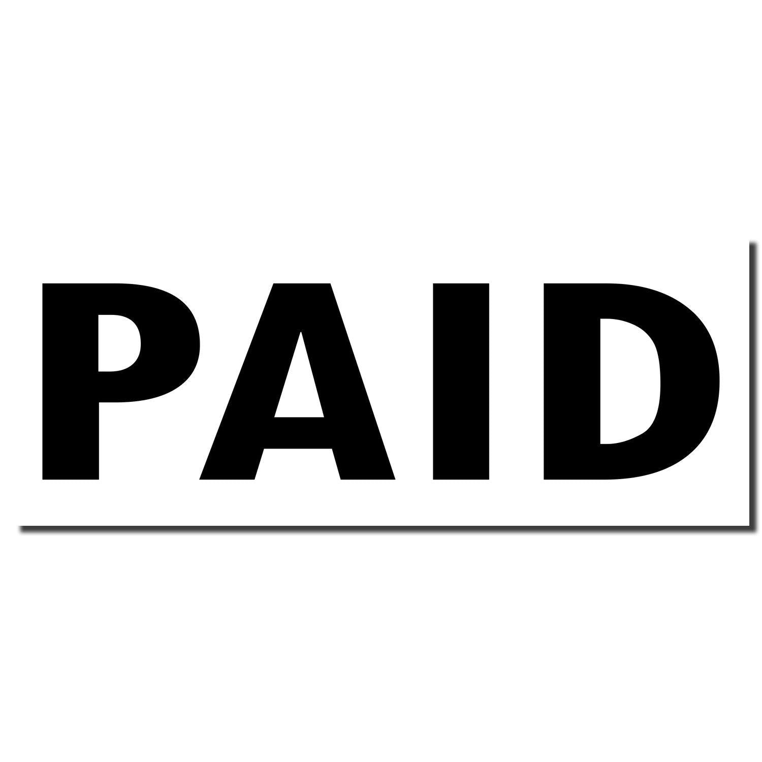 Image of a Slim Pre-Inked Paid Stamp imprint showing the word 'PAID' in bold black letters on a white background.