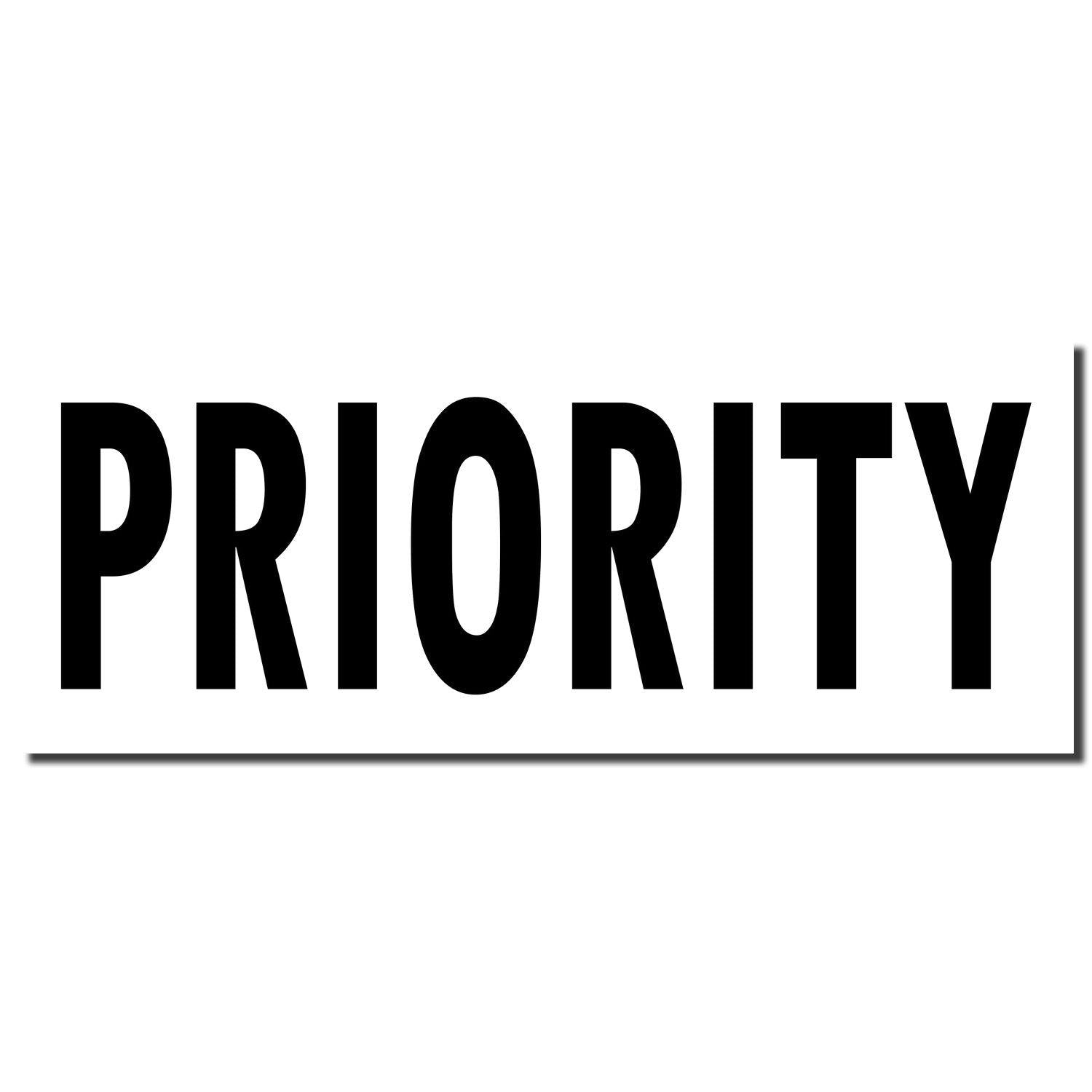 Black 'PRIORITY' imprint from a Slim Pre-Inked Priority Stamp on a white background.