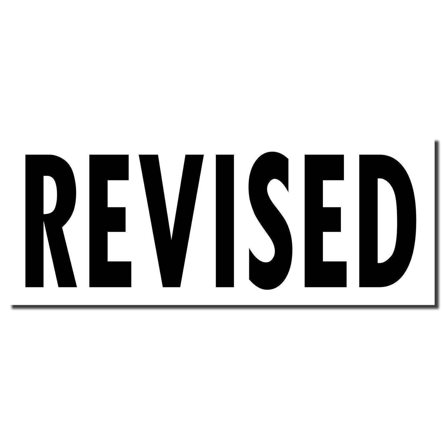 Image of a Self Inking Bold Revised Stamp imprint showing the word REVISED in large, bold black letters on a white background.