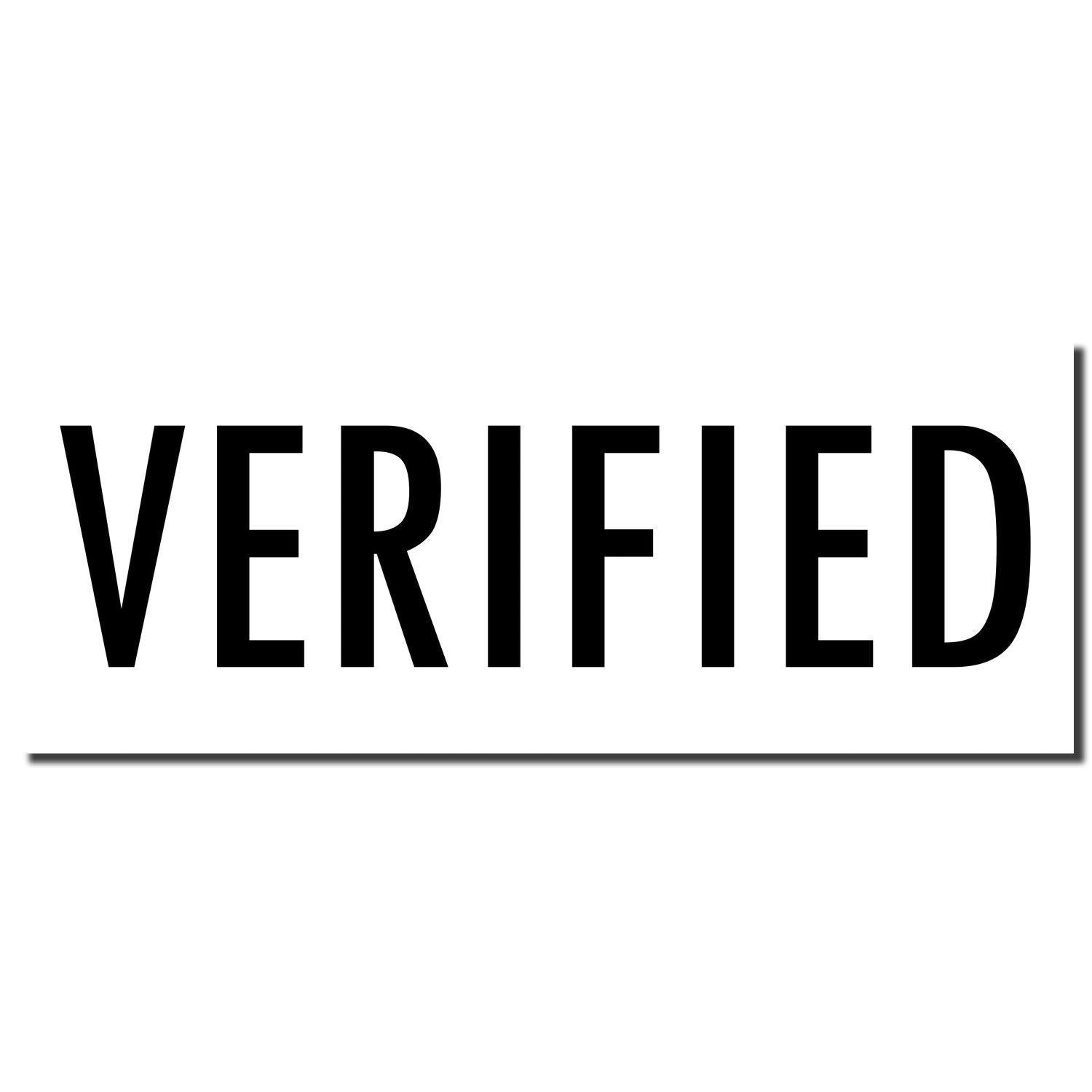 Self Inking Verified Stamp imprint showing the word VERIFIED in bold black letters on a white background.