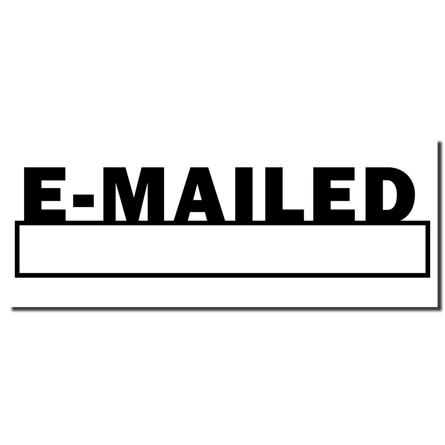 Slim Pre-Inked E-mailed with Date Box Stamp in black ink, featuring bold E-MAILED text and an empty date box below.