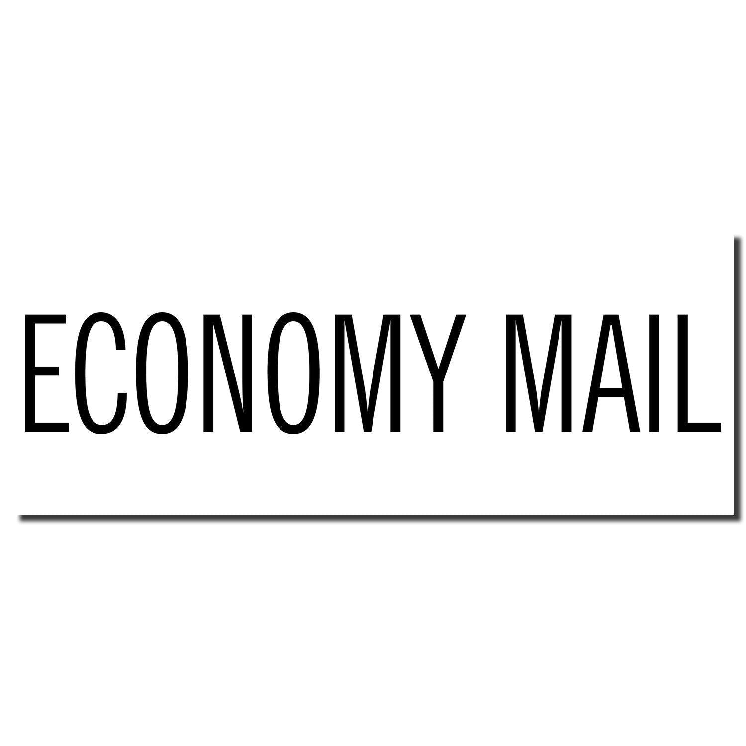 Image of a Large Self Inking Economy Mail Stamp imprint in bold black letters on a white background.