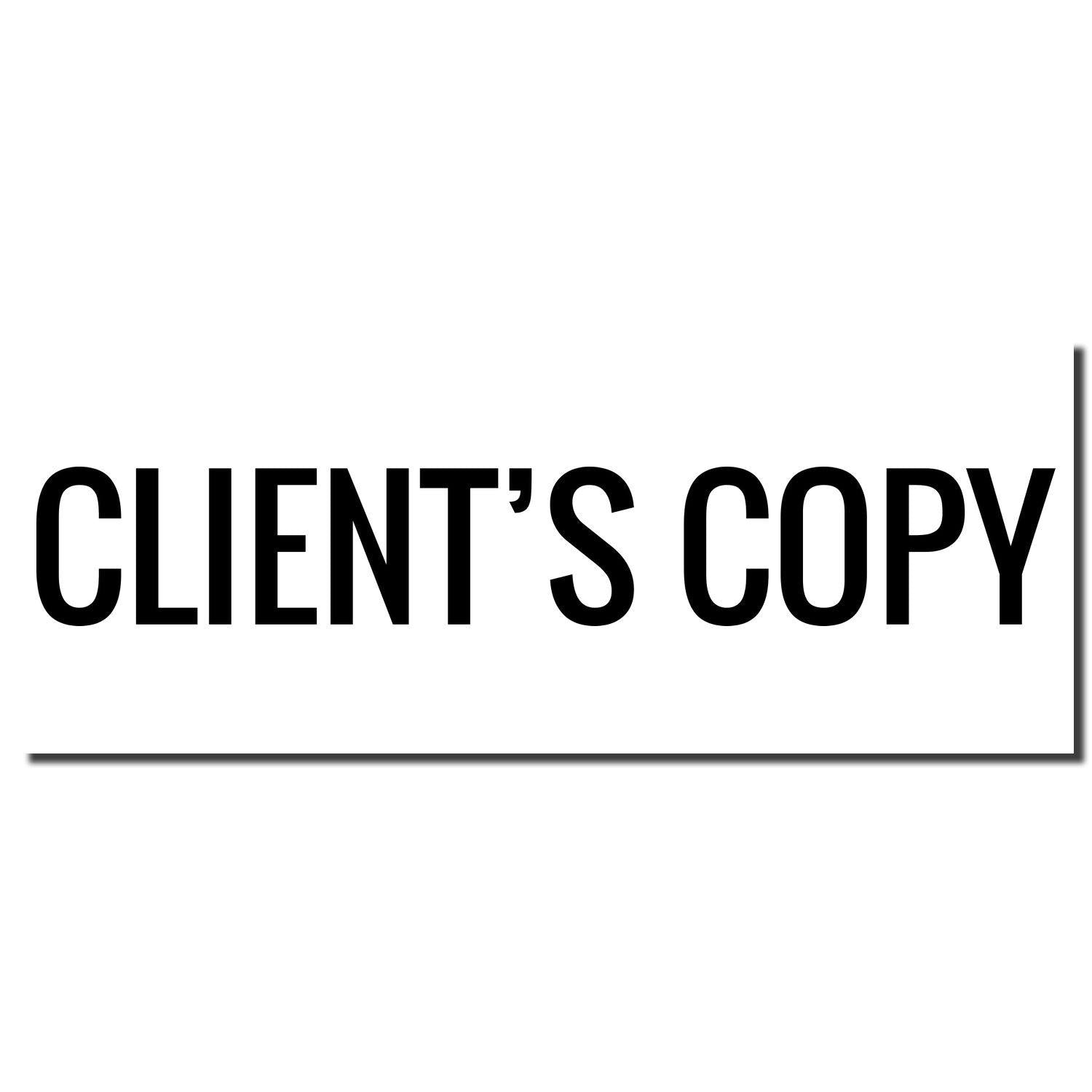 Black imprint of the Self Inking Client's Copy Stamp on a white background, displaying the text 'CLIENT'S COPY' in bold, uppercase letters.