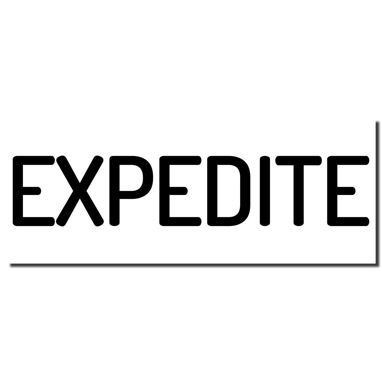 Narrow Expedite Rubber Stamp imprint showing the word 'EXPEDITE' in bold black letters on a white background."