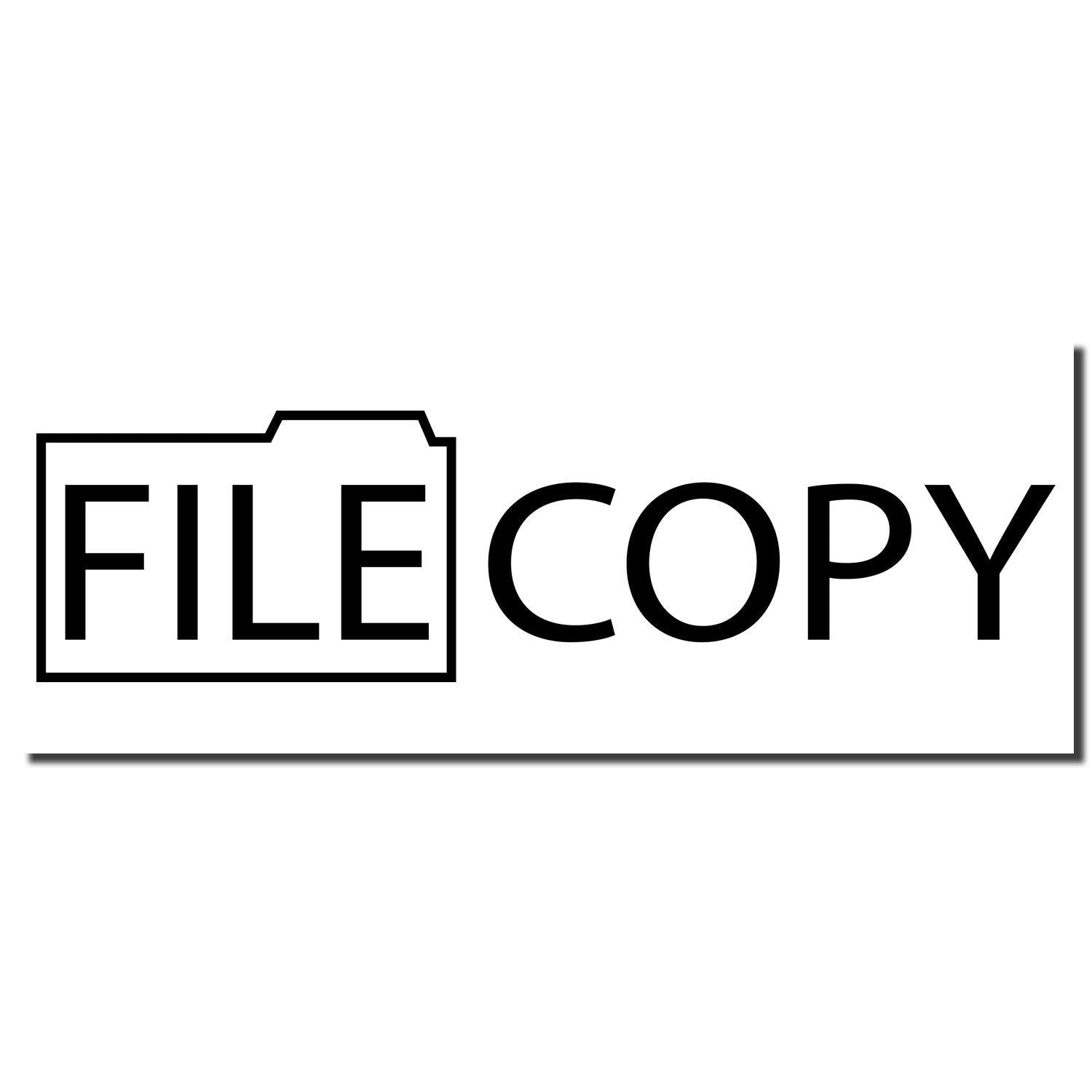 Slim Pre-Inked File Copy with Folder Stamp in black, featuring a folder icon and the words FILE COPY in bold, black letters.