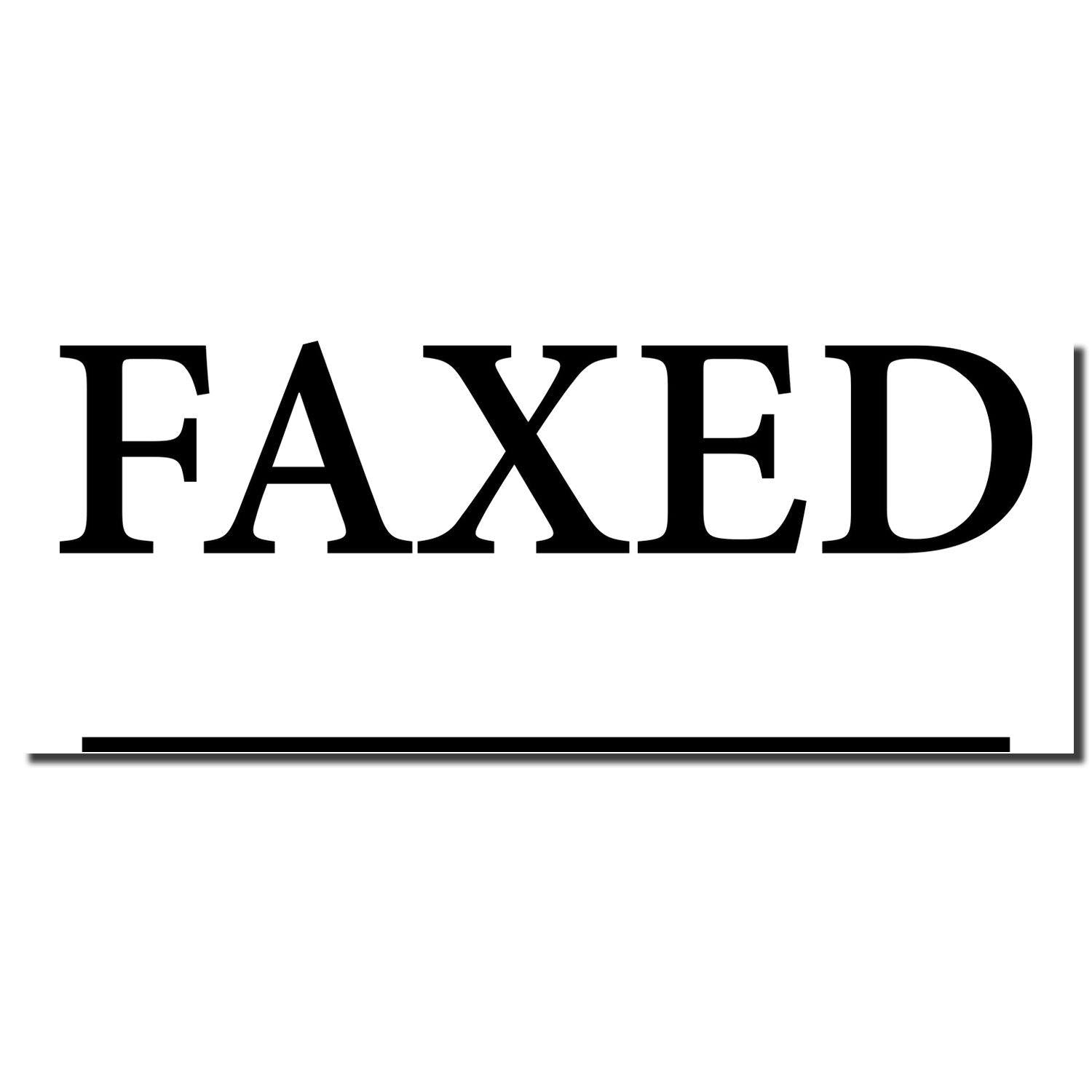 Stamped imprint of the Self Inking Times Faxed with Line Stamp showing the word 'FAXED' in bold black letters with a line underneath.