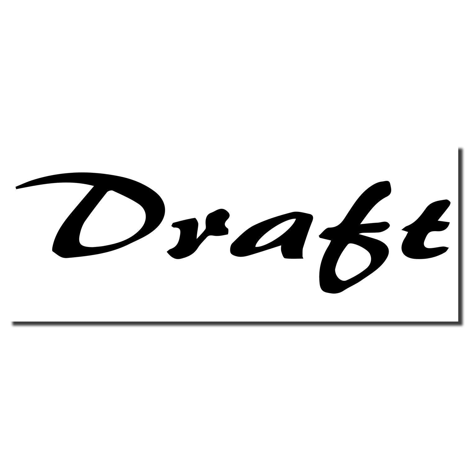 Image of the Large Self Inking Cursive Draft Stamp imprint showing the word 'Draft' in elegant black cursive font on a white background.